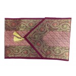 Indian Silk Table Runner with 6 Placemats & 6 Coaster in Maroon Color Size 16x62